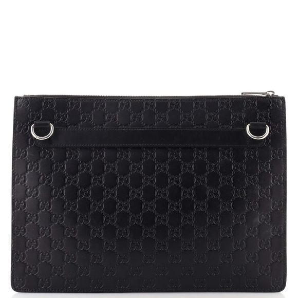 Gucci Zip Messenger Bag Guccissima Leather Large Black - Picture 4 of 8